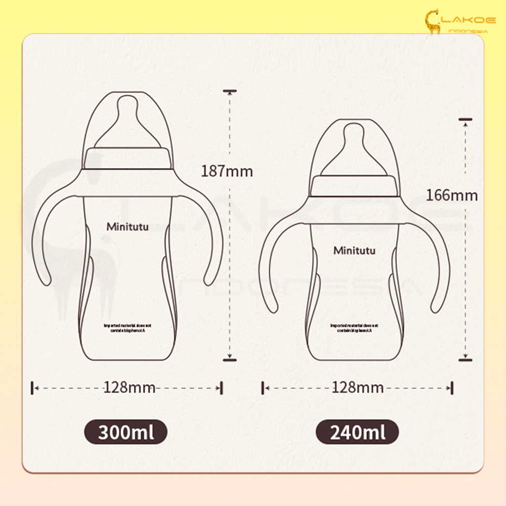 Lakoe 3IN1 Botol Susu Bayi Botol Minum Anak Bayi/Sedotan Botol bayi BPA FREE 240ml300ml