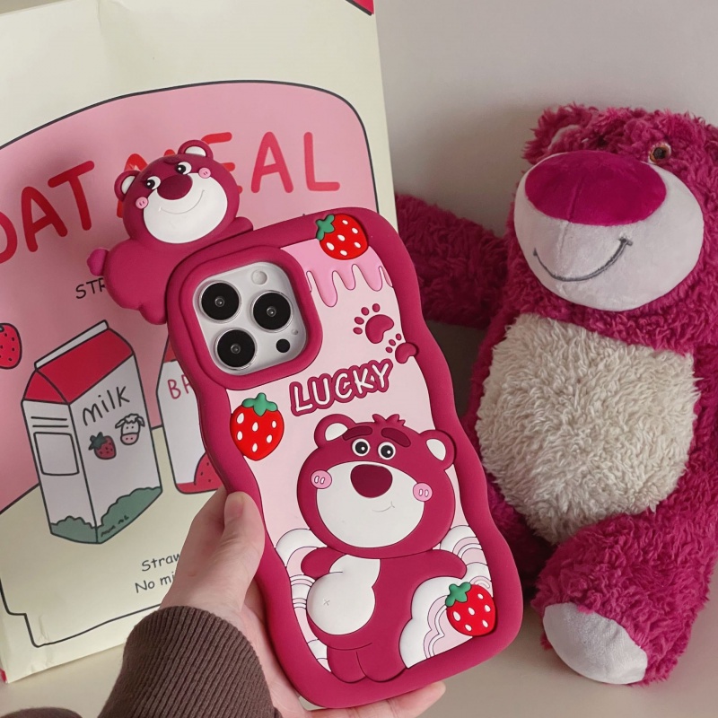 Bear Strawberry Jam Silikon Case Telepon Anti Jatuh Iphone11/13/14ProMax Untuk IPhone 12pro