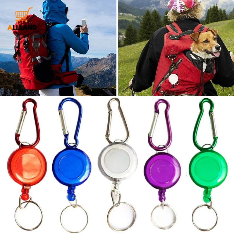 Tempat Gulungan Lencana Multifungsi Yang Dapat Ditarik/Ring Gantungan Kunci Tarik Kabel Kawat Baja Carabiner/Gantungan Kunci Teleskopik Mini Gadget Luar Ruangan