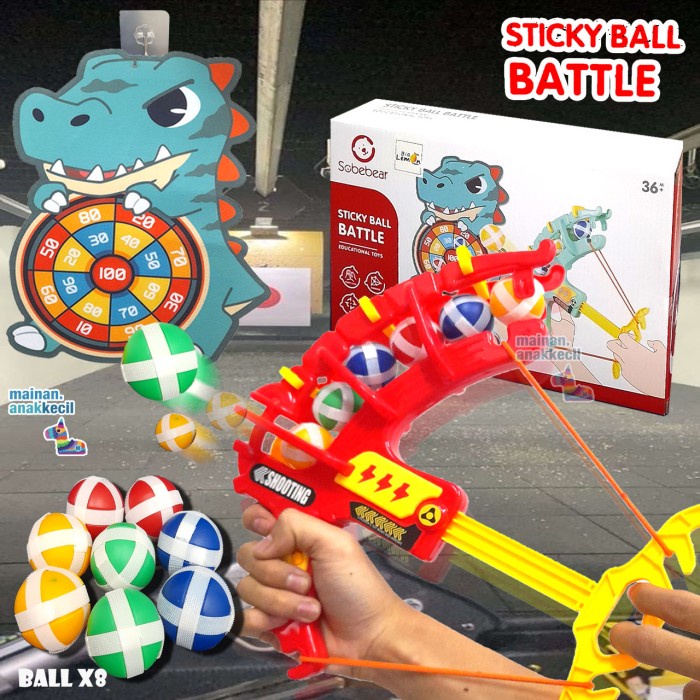 Mainan Toys Anak Kado Sticky Ball Battle Panah panahan Busur Ketapel Bola Lengket Ulang Tahun Import