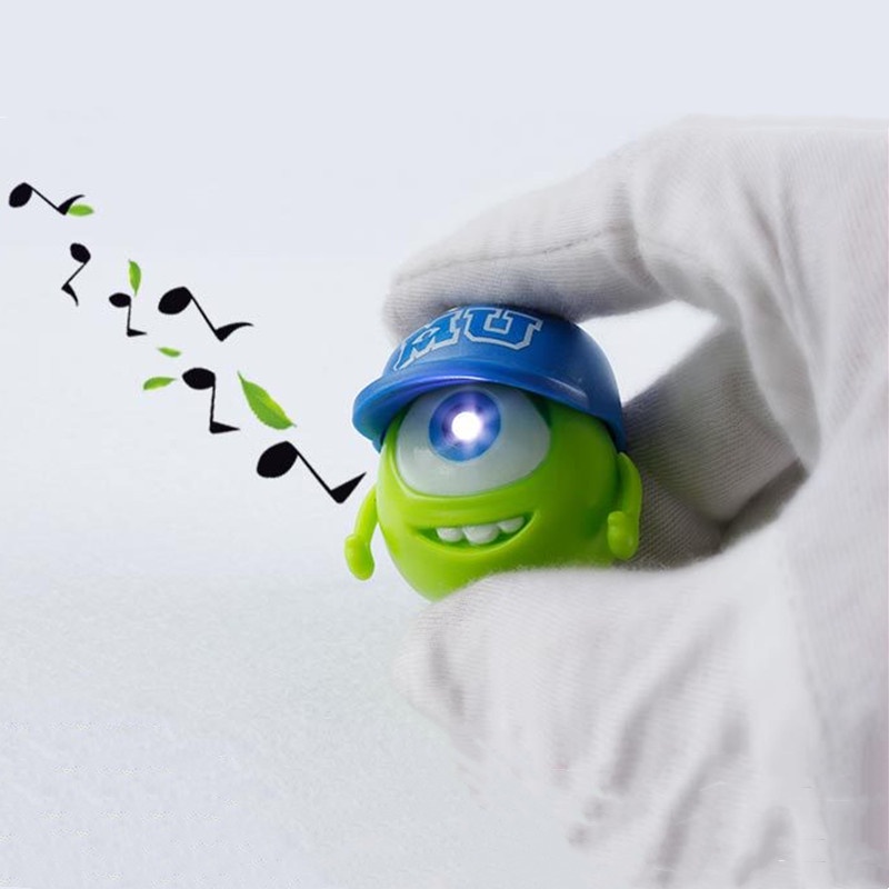 Disney Monsters University Mike Boneka Gantungan Kunci Lampu LED Suara Anime Wazowski Mr.Q Action Figure Key Chain Hadiah