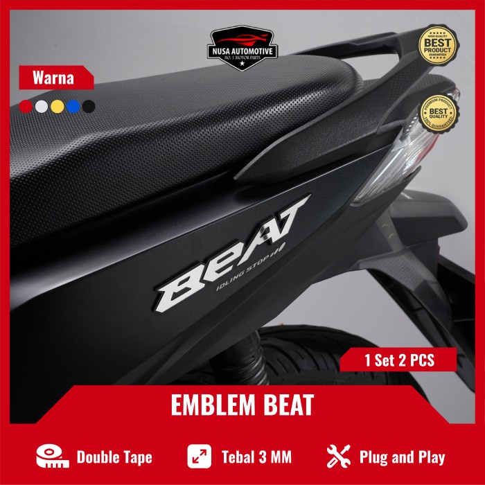 EMBLEM BEAT 3D LOGO TIMBUL HONDA BEAT VARIASI BODY MOTOR BEAT 1 SET - Gold