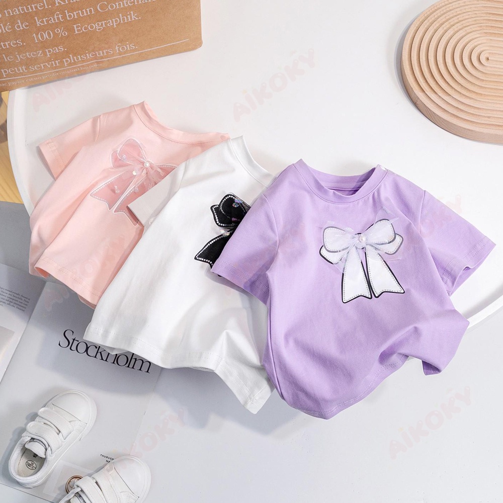 Aikoky Baju Kaos Anak Perempuan / Gadis T-shirt Lengan Pendek 2-10 Tahun