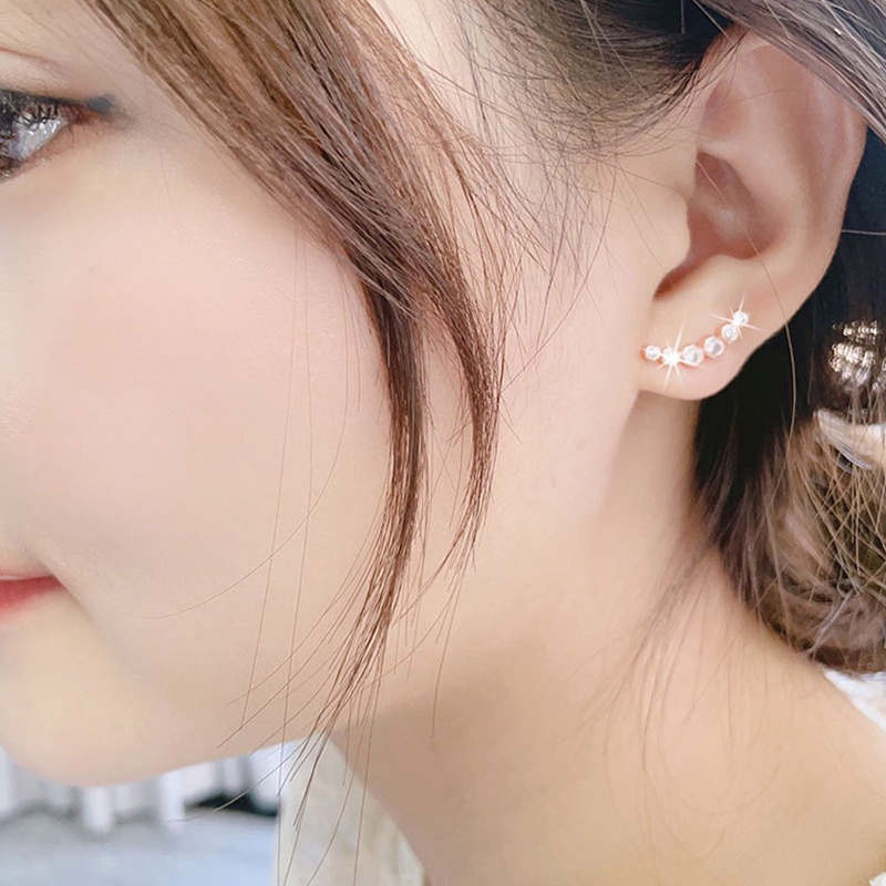 1pasang Anting Tusuk Hitam Kecil Untuk Wanita925 Sterling Silver Baris Tunggal Berlian Benang Anting Tindik Perhiasan Pernikahan