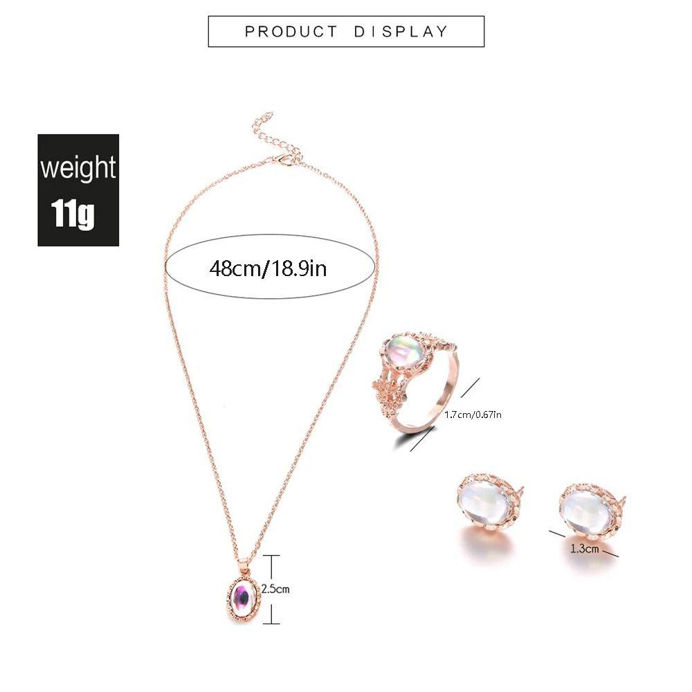 Mxbeauty Opal Set Perhiasan Pernikahan Mewah Jewelry Aksesoris Cheongsam Kepribadian Rantai Leher Wanita Kalung Cincin Set