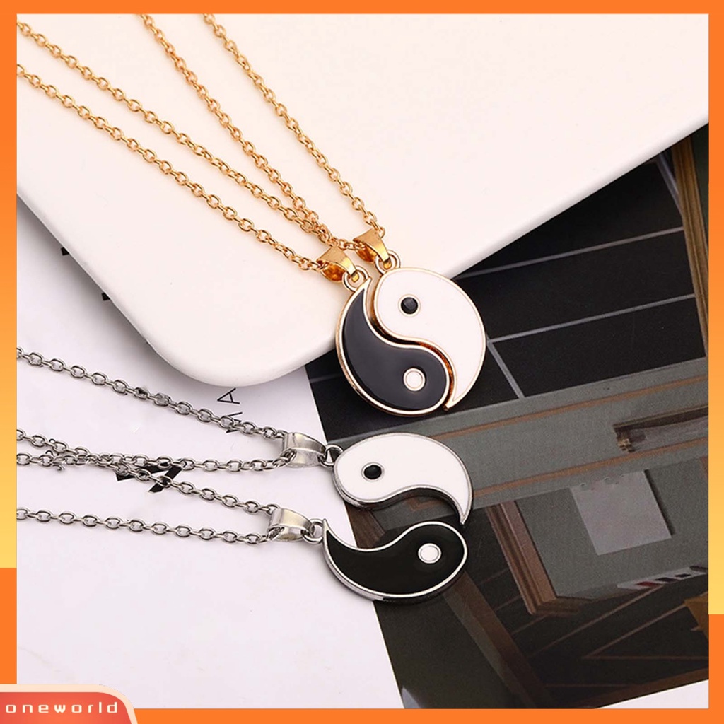 [ONE] 2pcs/set Kalung Rantai Tai Chi Liontin Pasangan Memorial Stainless Untuk Hadiah
