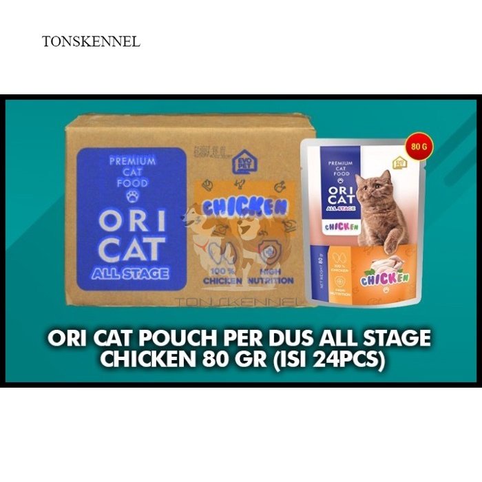 Oricat ORI CAT POUCH DUS Kotak KARTON Isi 24 PCS makanan basah kucing saset - PURE TUNA Chicken