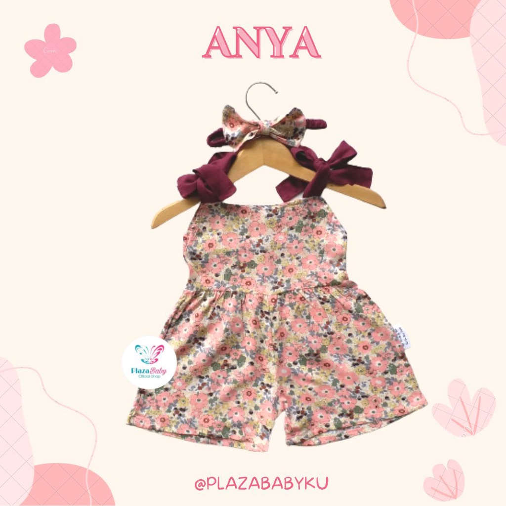 PROMO 7.7 plazababyku JUMPSUIT ANYA setelan anak perempuan jumper bayi motif bunga lucu free headband BUBIBEE
