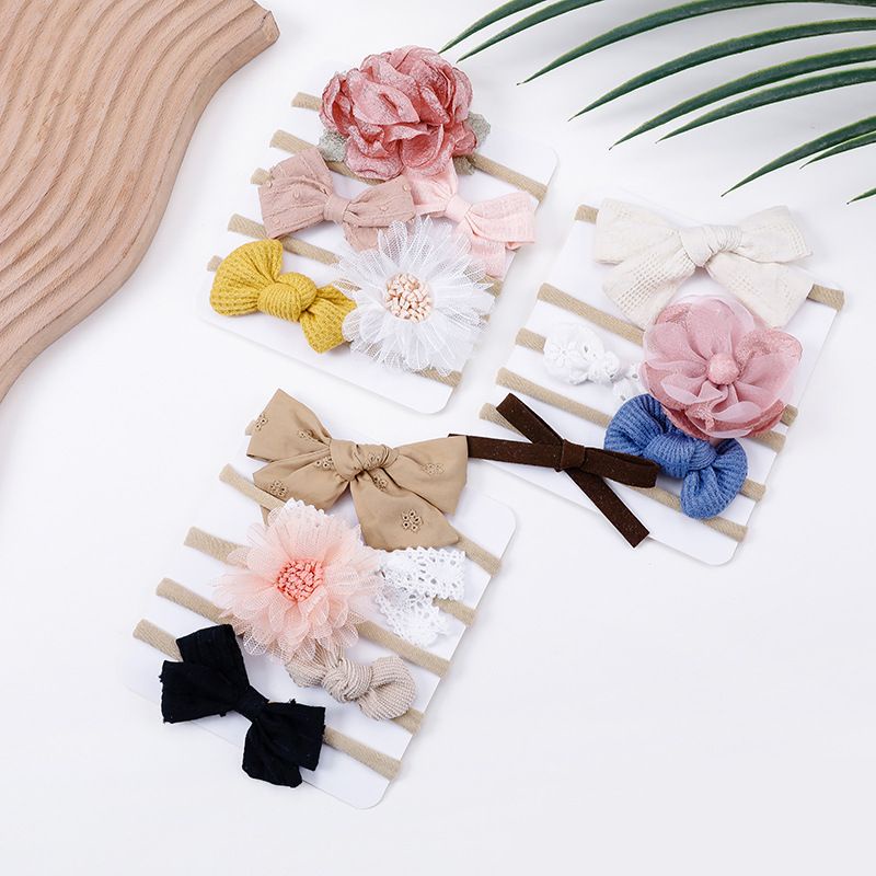 (Pimenova) bandana bayi set isi 5 baby headband bunga pita renda