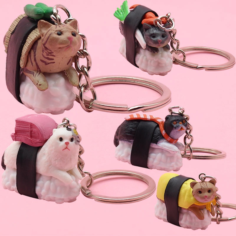 Grosir - G1077 Keychain Motif Makanan Jepang / Gantungan Kunci Bentuk Sushi Cat / Gantungan Model Cat Sushi / Gantungan Lucu