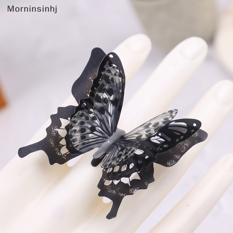 Mornin Punk Butterfly Ring Hitam Berlebihan Gothic Tiga Dimensi Vintage Finger Rings Butterfly Ring Untuk Wanita Perhiasan Aksesoris Hadiah id