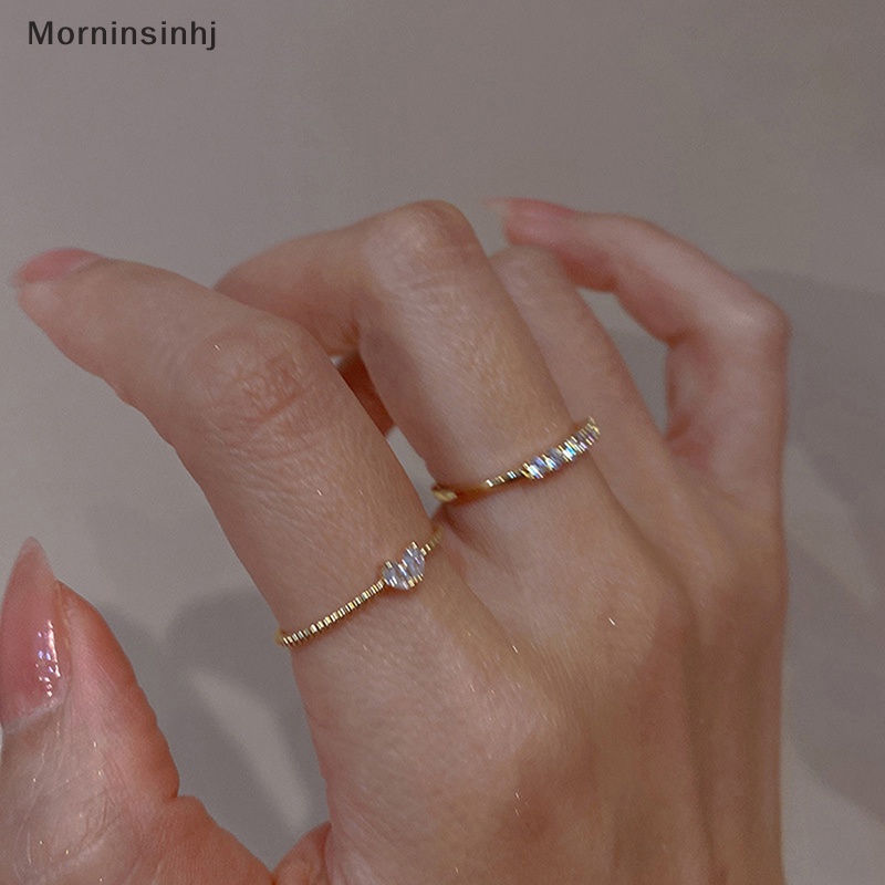 Mornin Fashion Kristal Hati Pernikahan Band Rings Untuk Wanita Pertunangan Warna Emas Perempuan Cincin Halus Pesta Jewerly id