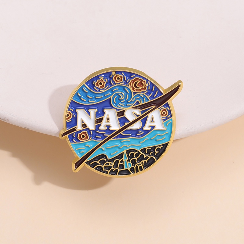 Van Gogh Bintang Luar Angkasa Enamel Bros NASA Alloy Bros Pakaian Lencana Tas Dekorasi