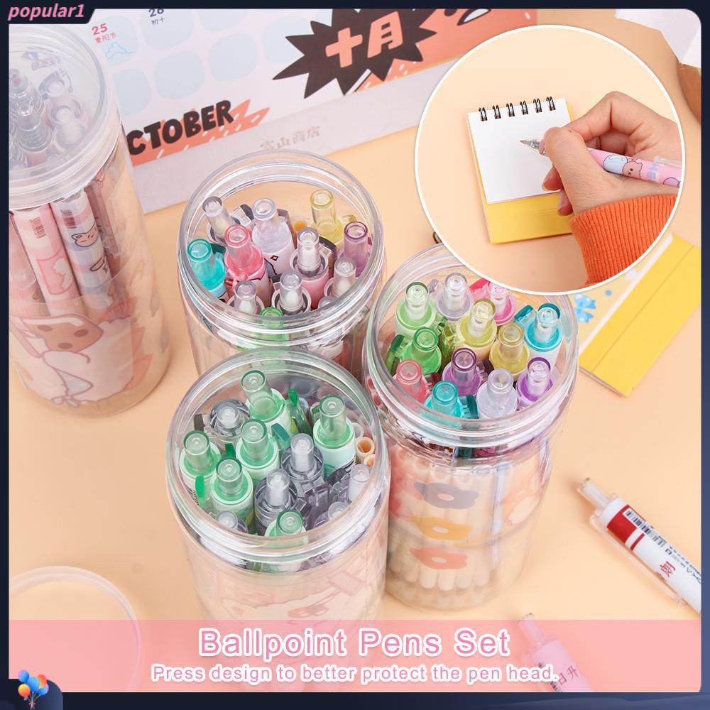 Populer 12PCS/Set Bolpoin Lucu Set Alat Tulis Warna-Warni Isi Ulang Kartun Gel Pulpen