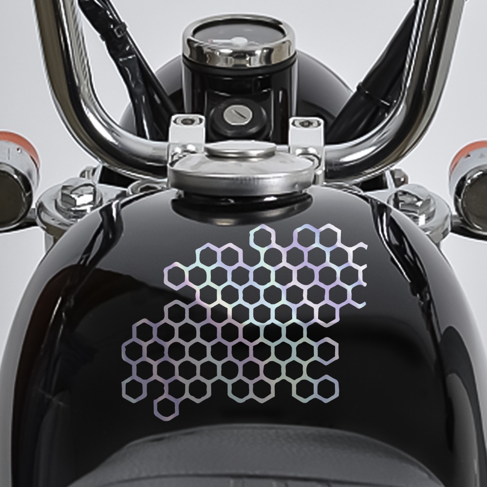 Laser Warna Sarang Lebah Stiker Mobil Kreatif Motor Helm Dekorasi Hexagon Dilubangi Decal Kendaraan Styling Aksesoris Pribadi Dekorasi Eksterior