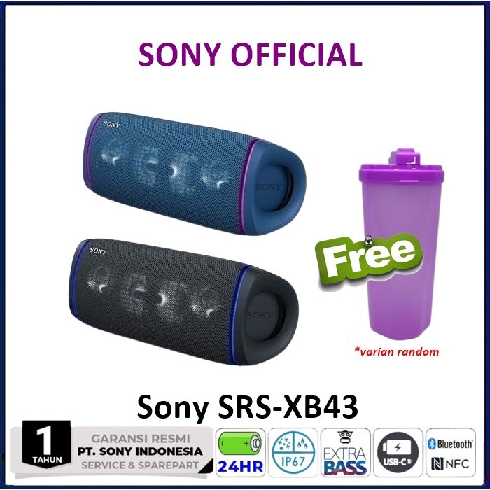 Sony SRS-XB43 Extra Bass Portable Bluetooth Speaker SRS XB 43 SRSXB43 - Biru TERMURAH