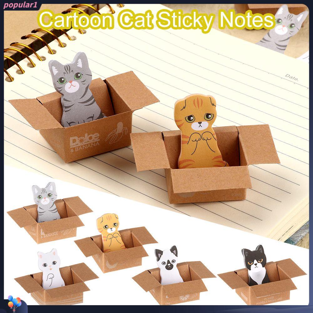 Populer Kartun Kucing Sticky Notes Self-adhesive Stationery Stiker Lucu Bookmark Memo Pad