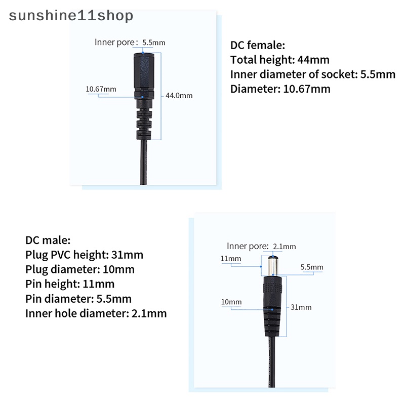 Sho Kabel Power Extension DC 12V 2A 5.5mmx2.1mm DC Plug Untuk Kamera CCTV NVR System N