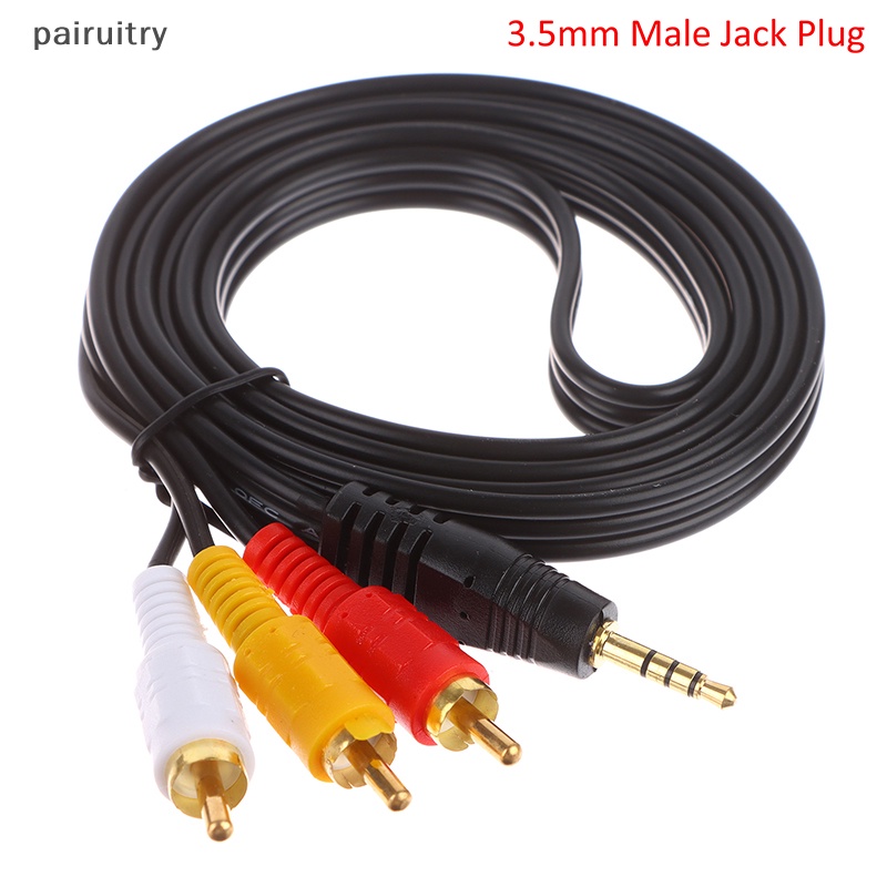 Prt 3.5mm Male Jack Plug Stereo To 3kabel RCA Kualitas Tinggi Audio Video AV Konektor Kabel Headphone Aux Adapter Cord Audio PRT