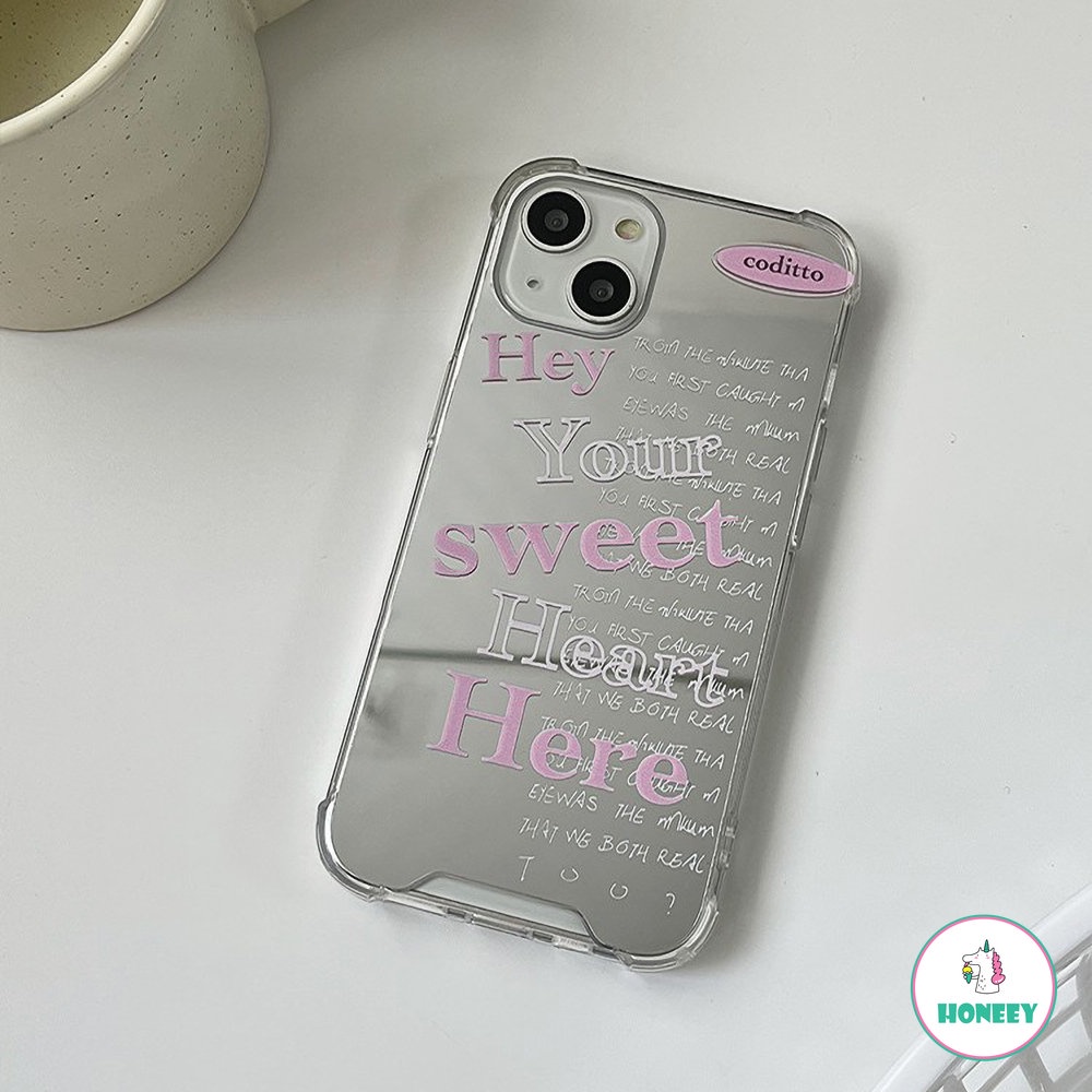 Ins Pink English Mirror Phone Case Untuk iPhone 14 Pro Max11 12 13 Pro Max XS XR 8 7plus Butterfly Stand Anti-Shock Back Cover