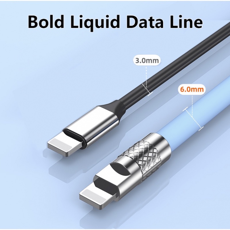 Baru 2in1 100W 6A Kabel Pengisian Super Cepat Untuk iPhone Huawei Family Bucket Type C Cable Liquid Silicone Charge Cable Bold 6.0mm Data Line