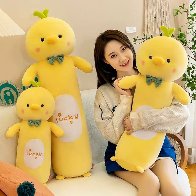 Boneka Guling Bebek Piyo Lucky Bahan Plush Premium Lembut Berlabel SNI