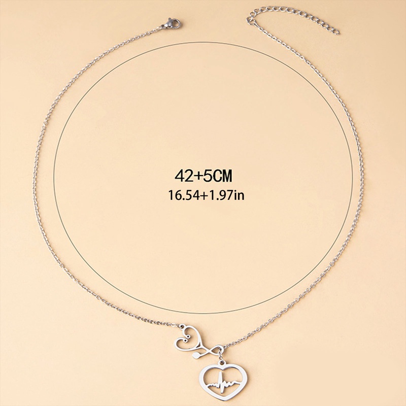 Stainless Steel Ekg Detak Jantung Cinta Cardiogram Kalung Perhiasan Detak Jantung Ekg Necklaces
