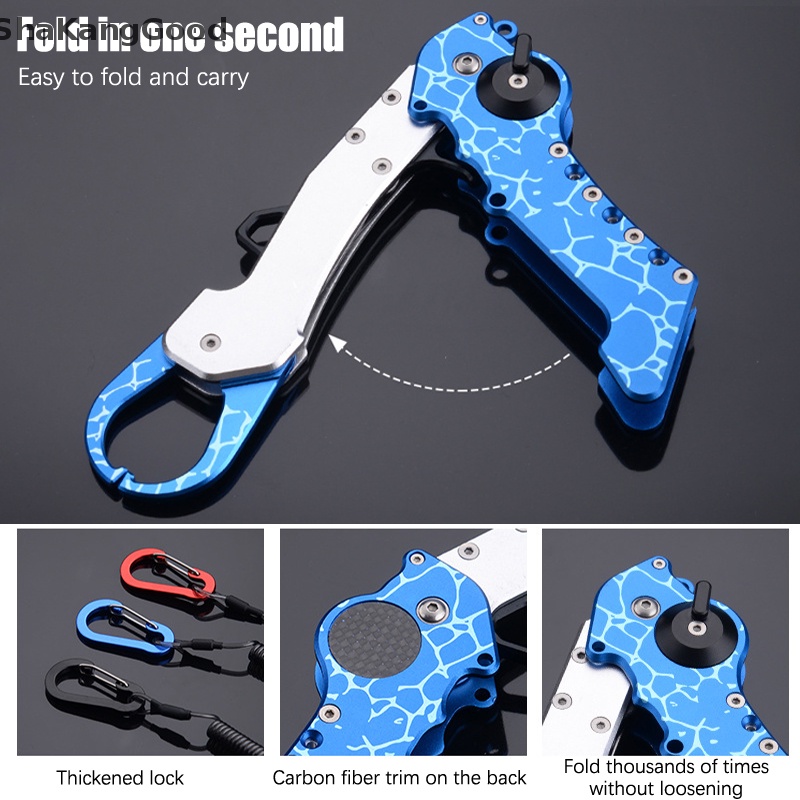 Selip Baru Collapsible Fishing Grip Aluminium Alloy Fish Lip Grip Fish Hook Controller Adjustable Dengan Cincin Sambung Alat Pancing SKK