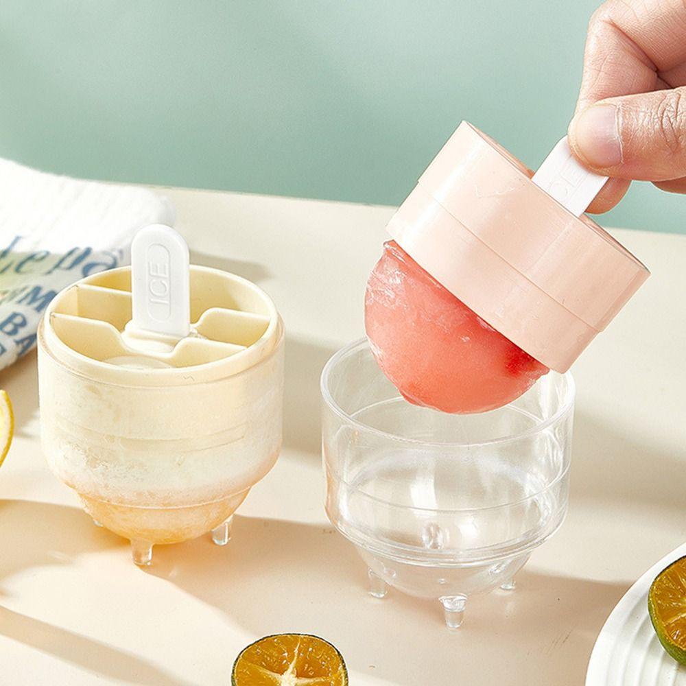 [Elegan] Ice Ball Maker Party 4pcs Cocktails DIY Plastik Dengan Stik Es Loli Cetakan Hoki Es