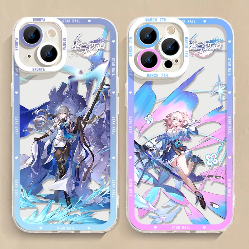 IPHONE Honkai Star Rail Himeko Blonia Soft Phone Case Kompatibel Untuk Iphone14 11 13 12 Pro Max XS XR X8 7 6S Plus Mini Maret 7th Casing Transparan TPU Silikon Shockproof Cover