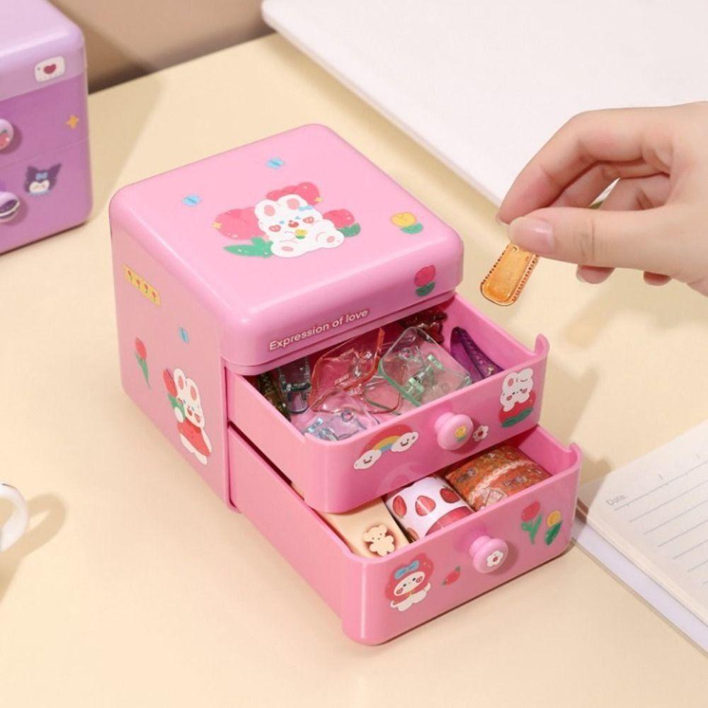 Mxbeauty Desktop Storage Drawer Lucu Tahan Debu Earphone Perhiasan Rumah Kantor Serba Serbi Laci Kotak Penyimpanan