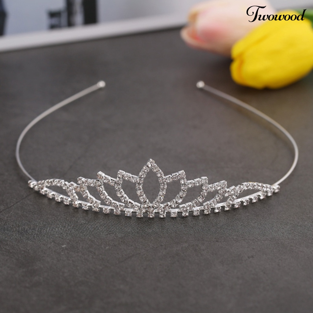 Twowood Bride Crown Berlian Imitasi Berongga Keluar Simetris Dekorasi Rambut Gaya Putri Kinerja Elastis Adjustable Queen Crown Perhiasan Pernikahan