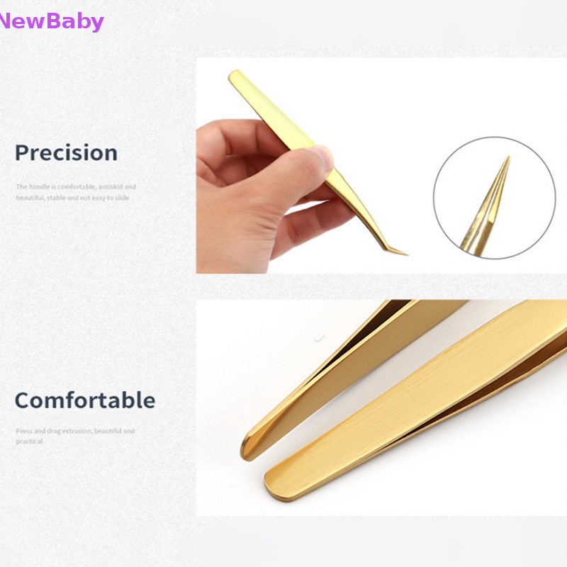 Newbaby Pinset Bulu Mata Stainless Steel Eyelashes Extension Anti Statis Alis Lash ID