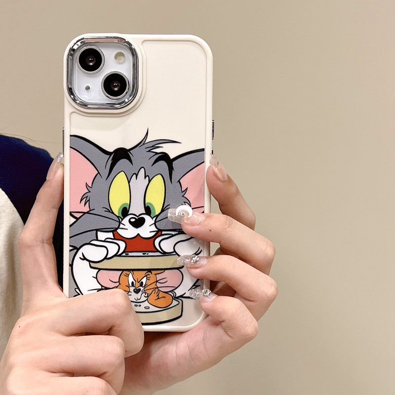 All New Electroplated Camera Skin Silicone Soft Case IPhone 11 12 13 14 Pro Max Women's Fashion Gift Cute Cartoon Phone Case Funny Tom and Jerry