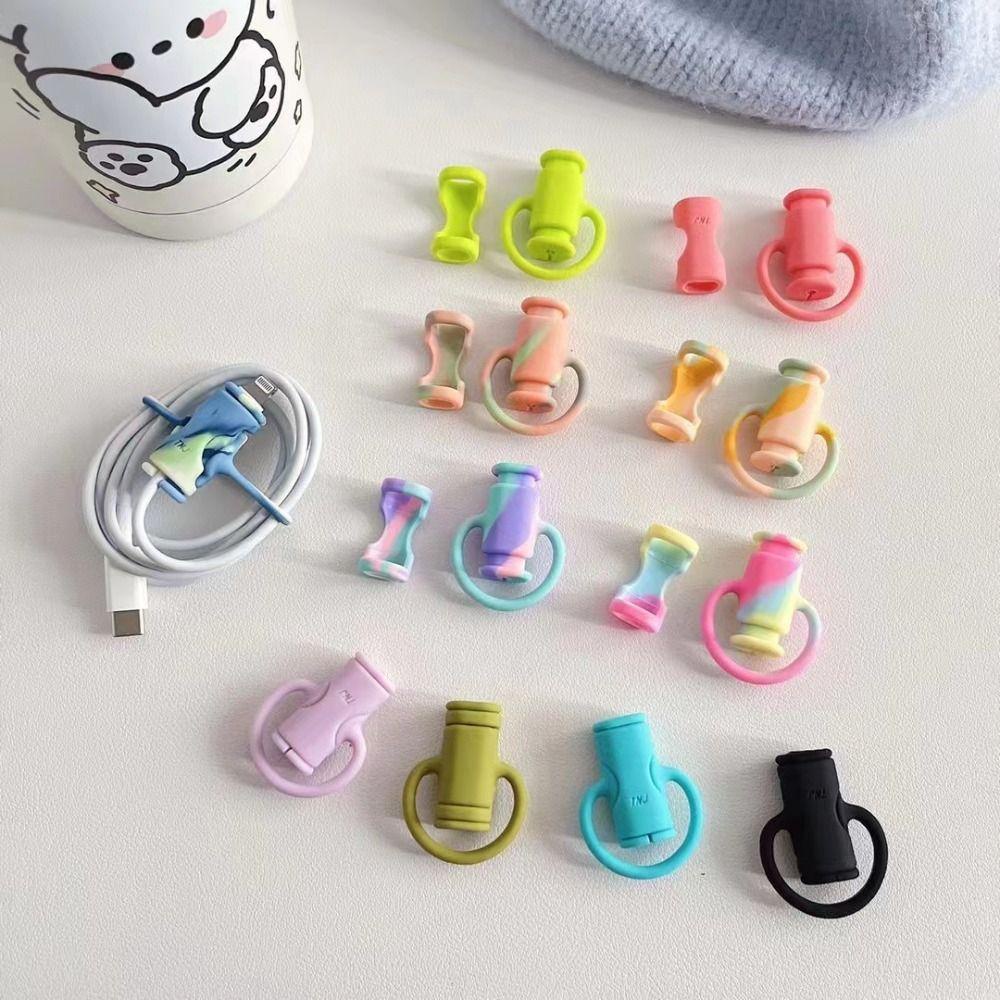 Rebuy Cable Protector Data Line Colorful Soft Cable Organizer Line Protection Sleeve Management Kabel Winder Klip Charger Cord Kawat Pelindung Lengan