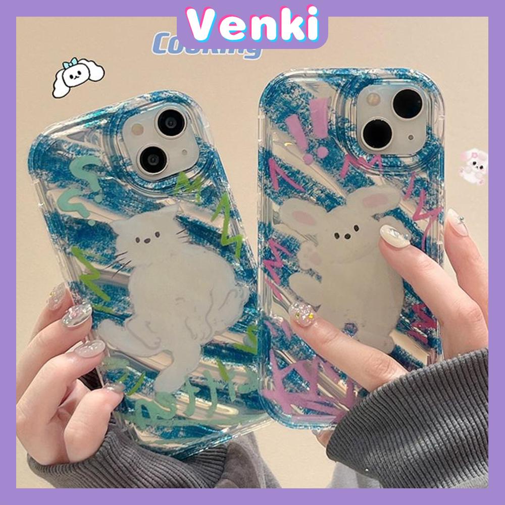 VENKI - Untuk iPhone 11 iPhone Case Laser Reflektif Bening Phone Case TPU Soft Shockproof Airbag Case Cute Kucing Anjing Kompatibel dengan iPhone 14 13 Pro Max 12 Pro Max XR 7PLus 8PLus