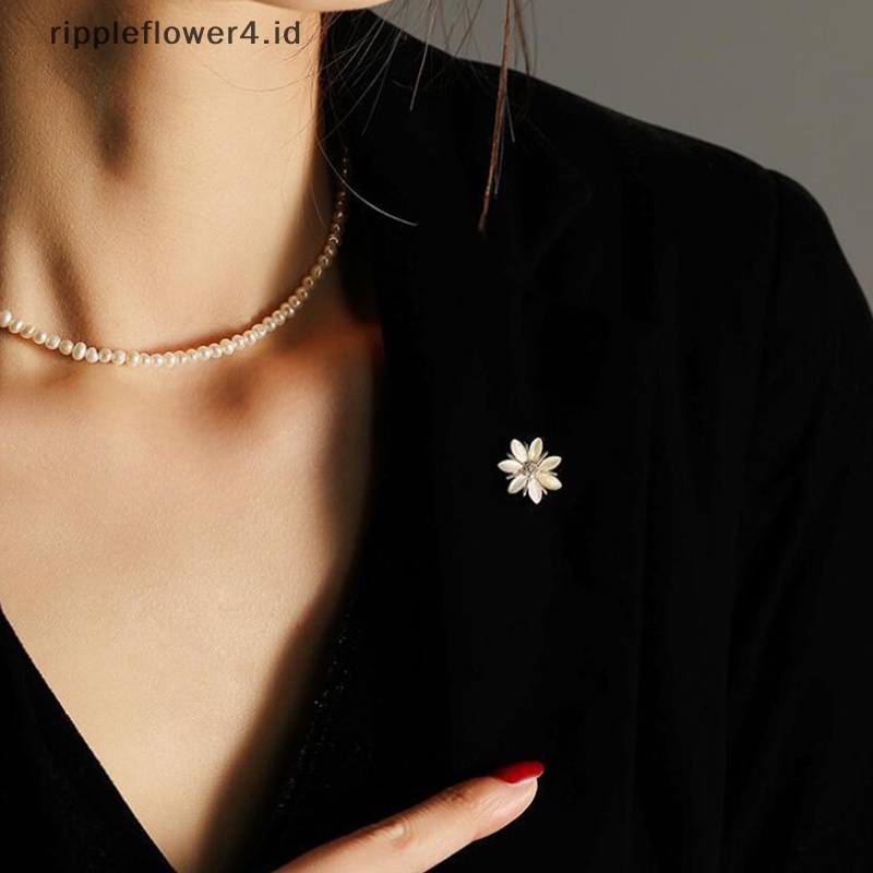 {rippleflower4.id} Vintage Mata Kucing Zirkon Mutiara Bros Bunga All-matching Pin Anti Liar Aksesoris Pesta Dekorasi Perhiasan Hadiah~