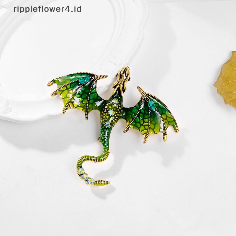 {rippleflower4.id} Enamel Naga Bros Untuk Wanita Pria Berlian Imitasi Legenda Terbang Hewan Pesta Kantor Bros Pin Hadiah~