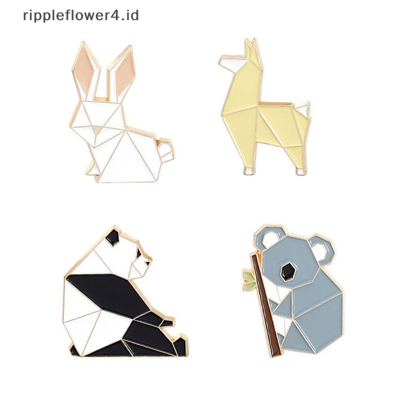 {rippleflower4.id} Pin Enamel Hewan Panda Koala Alpaka Kelinci Bros Tas Pakaian Kerah Pin Lencana~