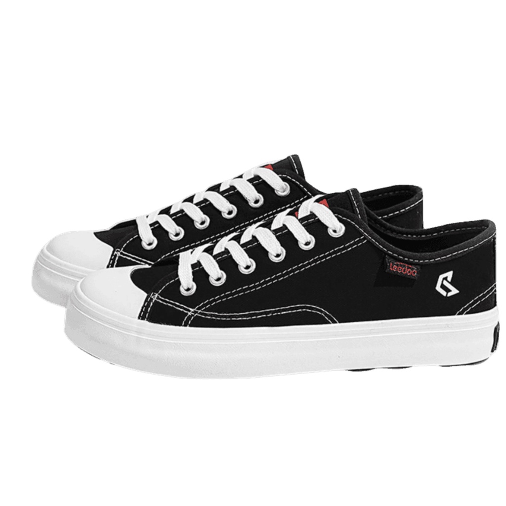 Sepatu Sekolah Hitam Sepatu Kets Sneakers Pria Causal Kanvas Cowok Import MC308