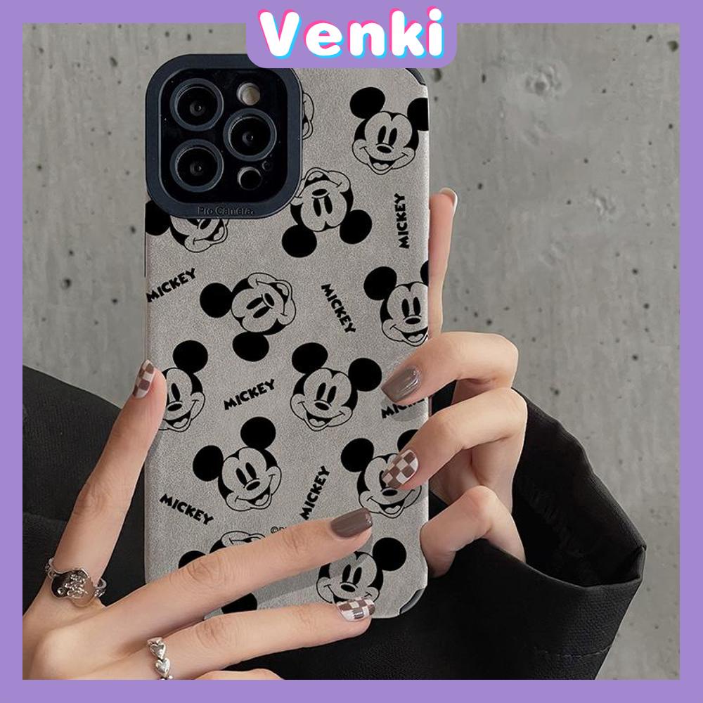 VENKI - Untuk iPhone 11 Case Leather Leather Pupil Eyes Suede Phone Case Soft Shockproof Airbag Case Pelindung Kamera Lucu Kartun Mouse Kompatibel dengan iPhone 14 13 Pro max 12 xr