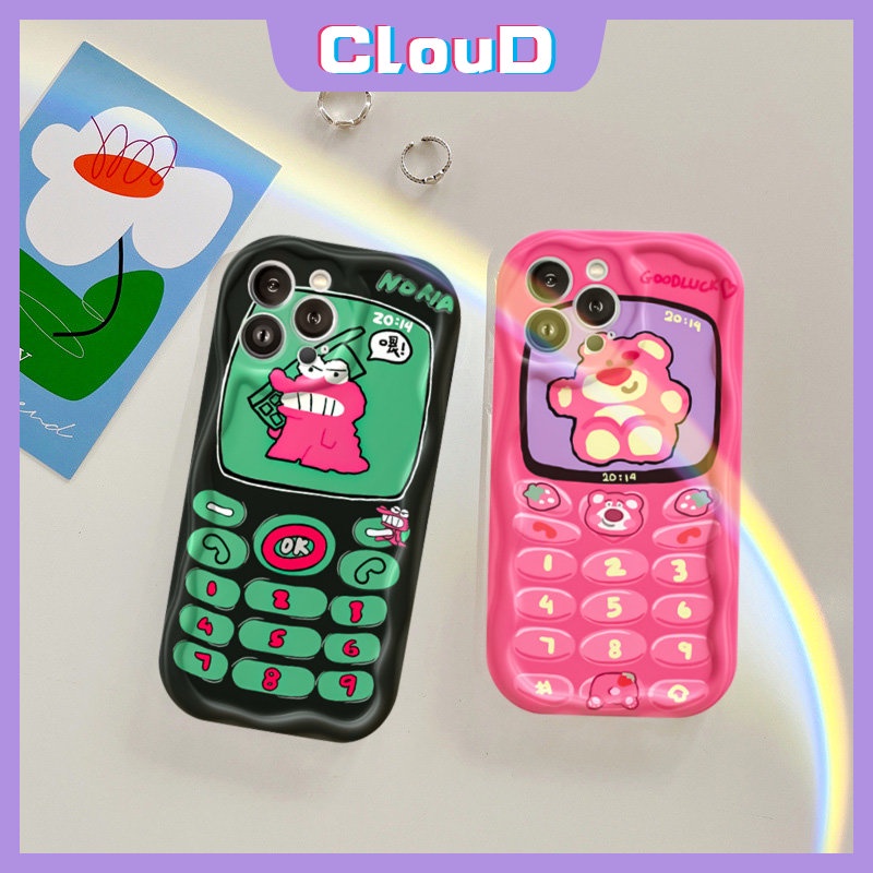 Untuk Redmi9 10C A1 10 9T 10A 9A A2 9C NFC POCO M3 Redmi Note 10s 12 11 8 10 Pro Max Plus 10 9 11s 10Pro Pasangan Tombol Telepon Imut Strawberry Bear Manyo Cover Kartun Crocodile Case