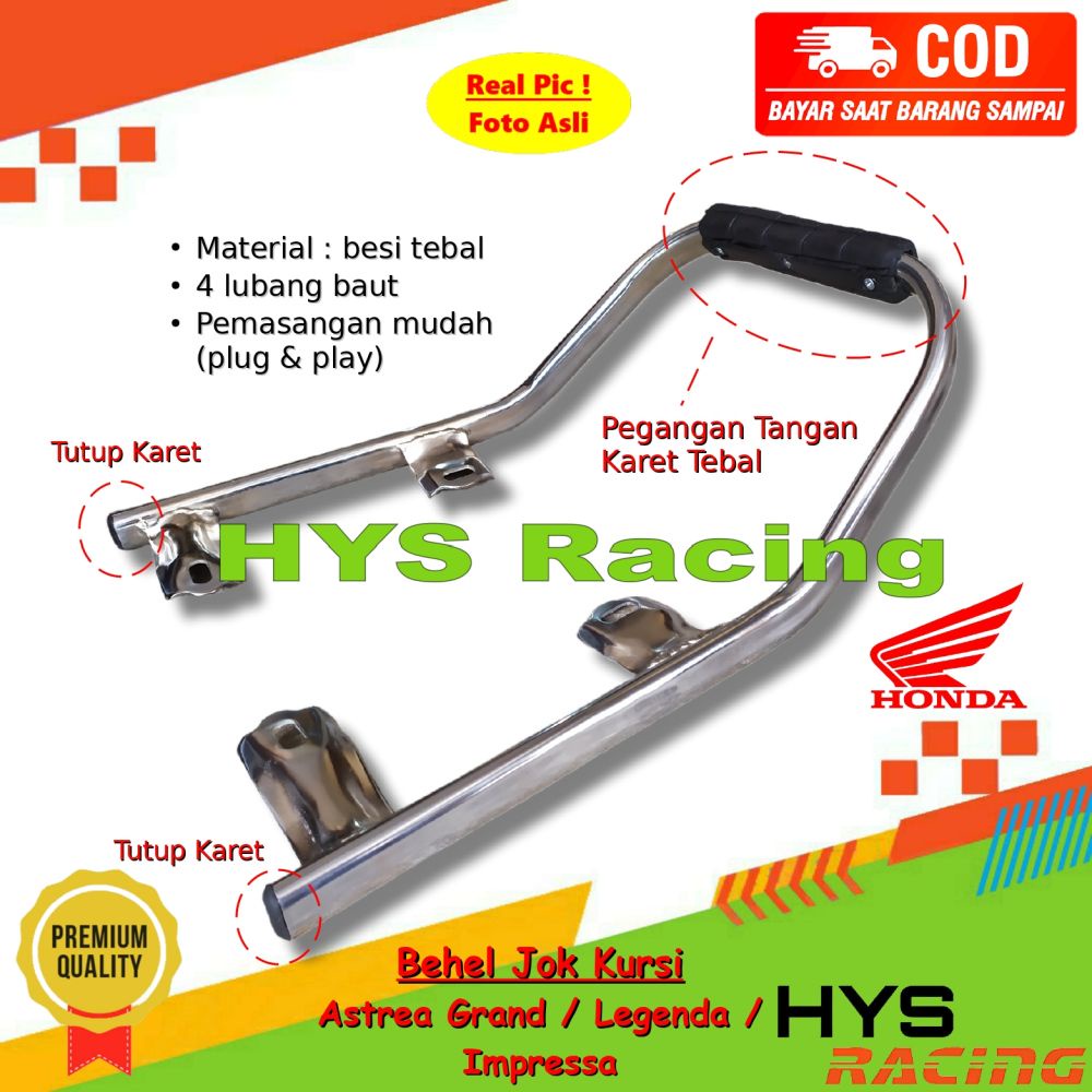 HYC Begel Jok Kursi Astrea Grand Legenda Impressa - Behel Planger Belakang Variasi Motor Bahan Besi 