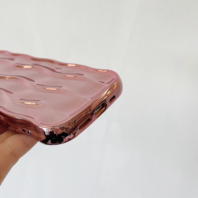 Shine Pink Water Wave Soft TPU Case iP iPhone 12 13 14 Pro Max 11 Girl Woman New FTD Casing Apple