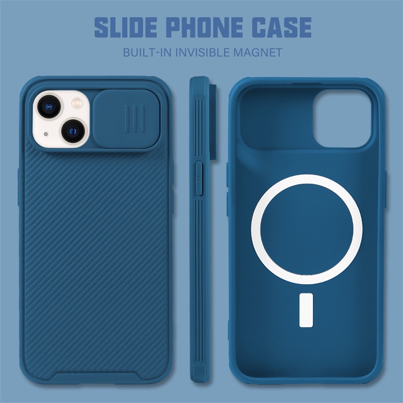 IPHONE Deluxe Casing Ponsel Bisnis Untuk Iphone14 13 12 Pro Max14 plus wireless magnetic charging phone case slider Perlindungan Lensa Kamera anti-shock case