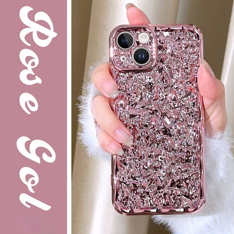 Luxury Sparkly Bling Blue Electroplated Stone pattern Soft Case IPhone 11 12 13 14 Pro Max Women's Fashion Gift Pink Rose gold Fashion Missconnie case