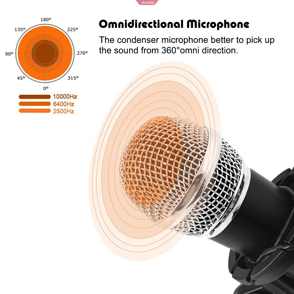 Mikrofon Kondensor Rekaman Handphone Microphone Microfone Untuk Komputer PC Karaoke Mic Holder Untuk Android 3.5mm Plug [ZXL]