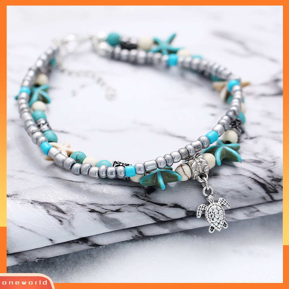[WOD] Wanita Fashion Bintang Laut Manik-Manik Liontin Gelang Kaki Rantai Perhiasan Pantai