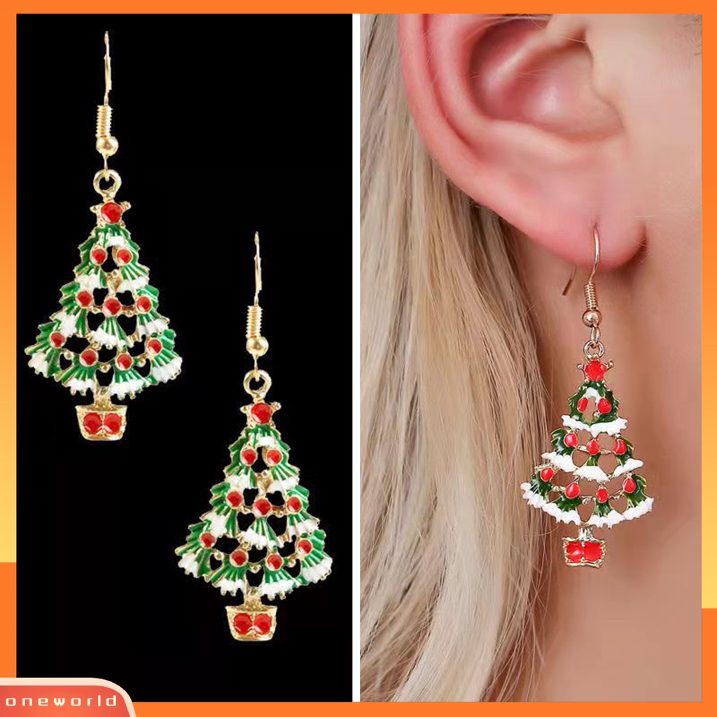 [WOD] 1pasang Anting Berdandan Elegan Menawan Semua Pertandingan Memakai Bentuk Pohon Xmas Wanita Gaya Drop Earrings Untuk Natal