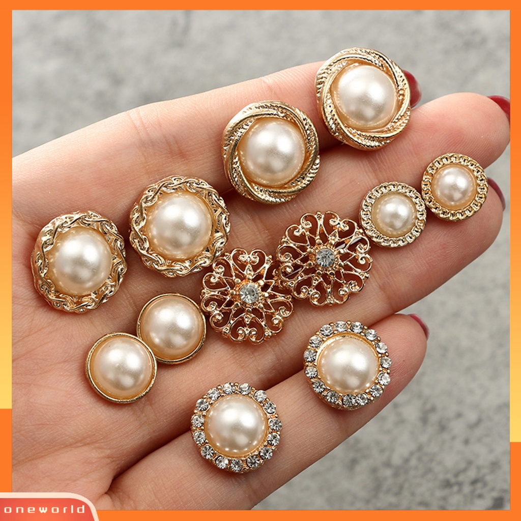 [WOD] 6pasang Anting Stud Bulat Berlian Imitasi Mengkilap Hias Electroplating Semua Pertandingan Dekorasi Hadiah Faux Pearl Flower Women Ear Studs Jewelry Untuk Pacaran